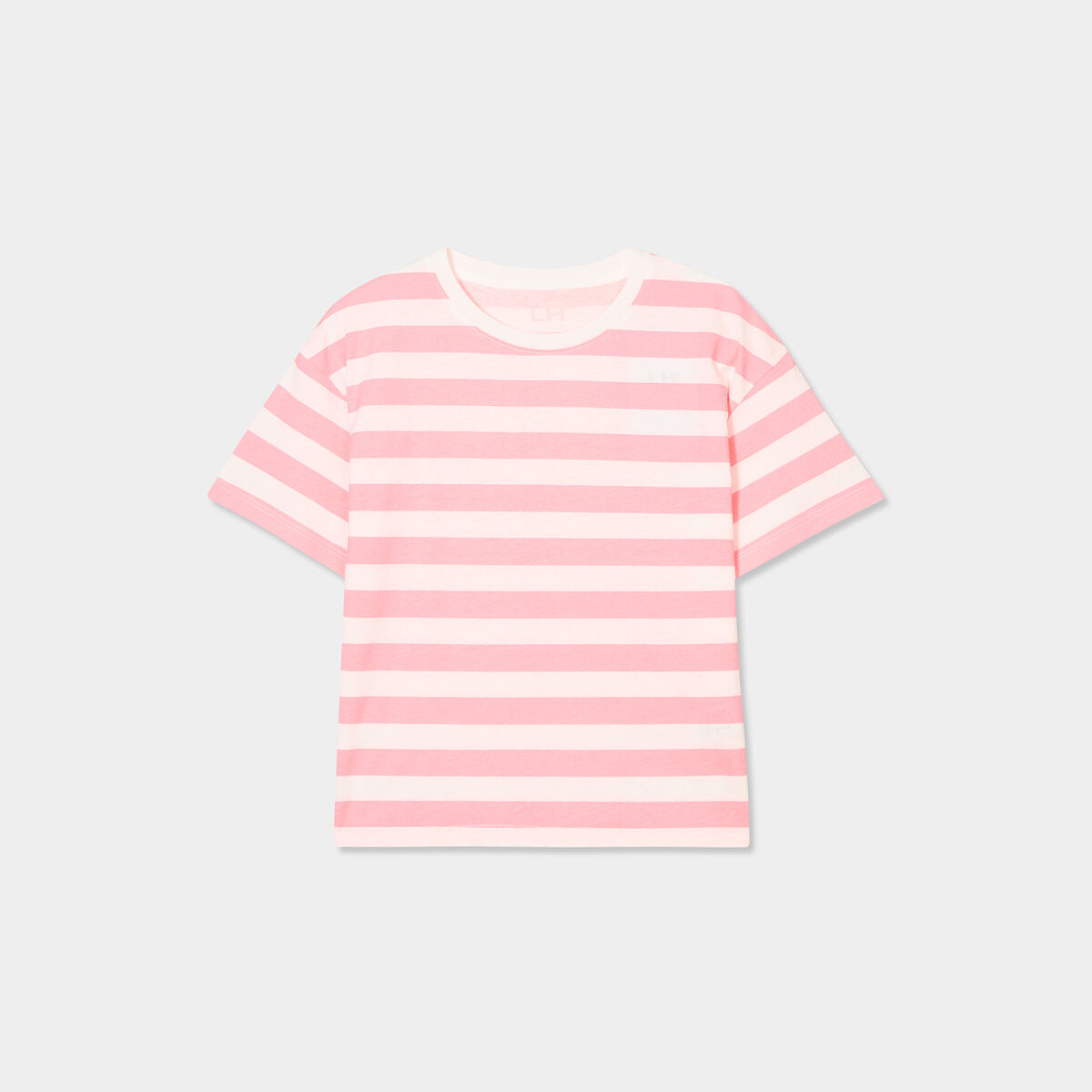 T-shirt col rond manches courtes coton ecru fille