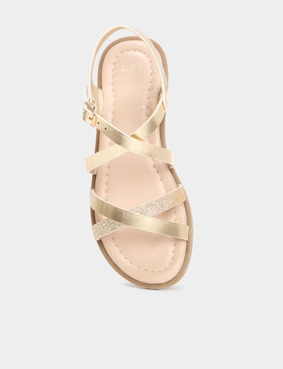 Sandales à brides croisées jaune or fille