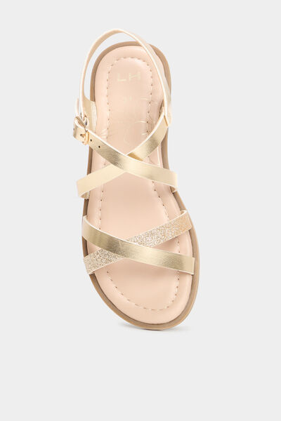 Sandales &agrave; brides crois&eacute;es jaune or fille