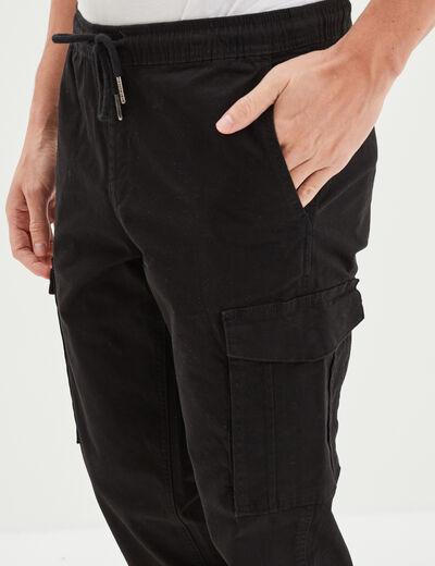 Pantalon cargo en coton noir homme