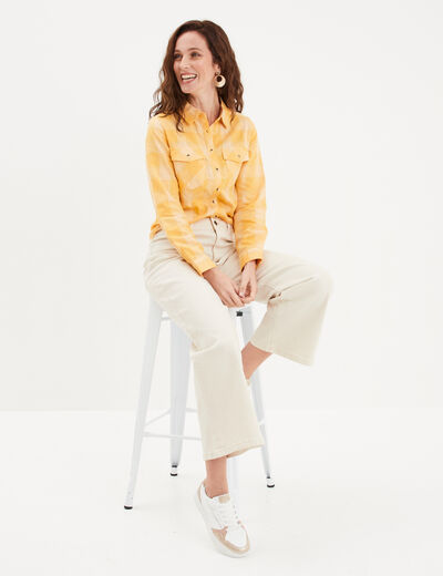 Jeans 7/8ème jambe large ecru femme