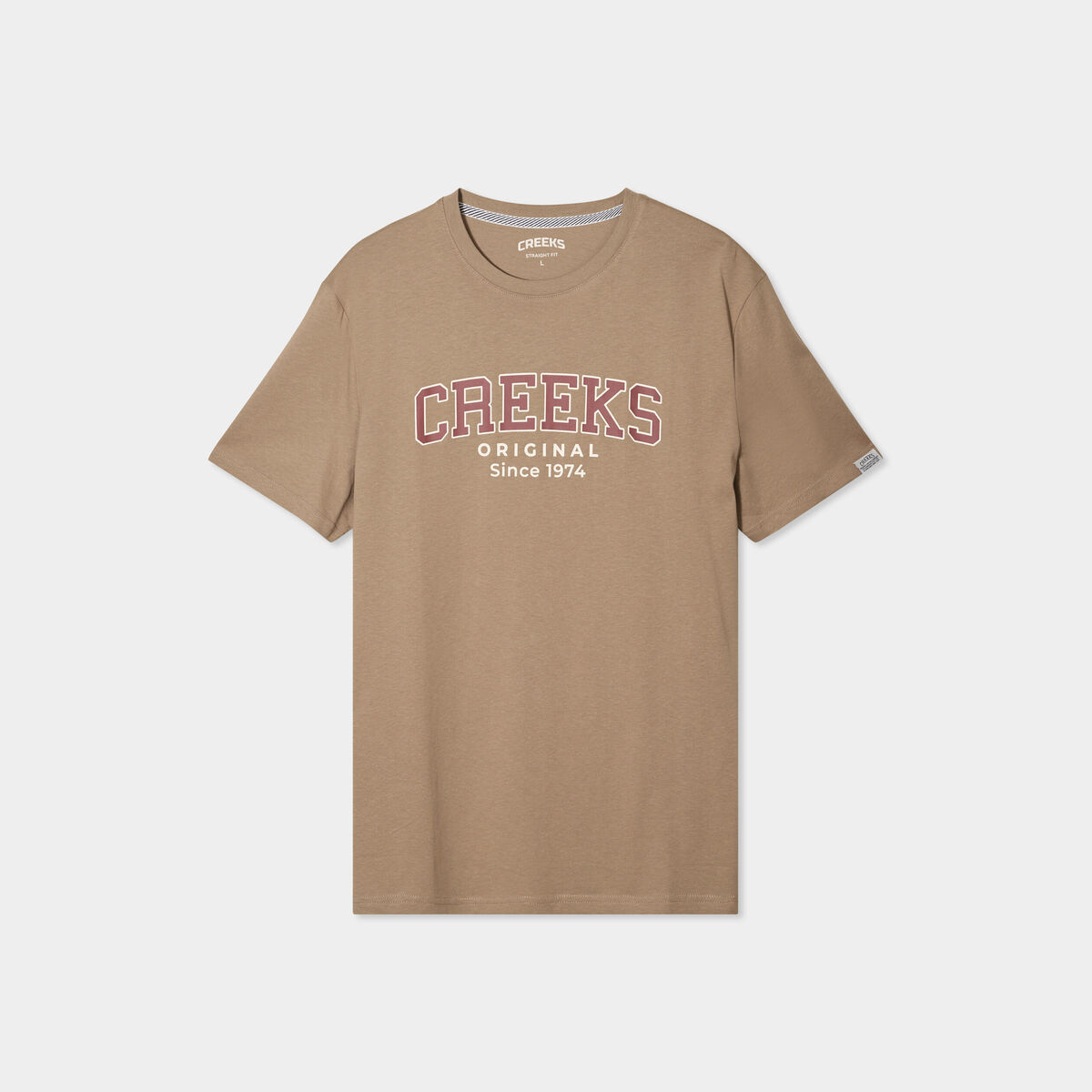 T-shirt droit manches courtes coton taupe homme