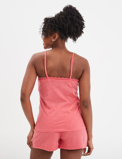 Ensemble pyjama short et d&eacute;bardeur rose vif femme