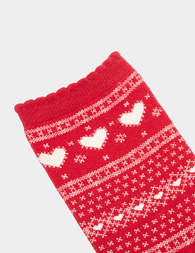 Lot 5 paires de chaussettes jacquard rouge femme