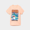 T-shirt &agrave; sequins manches courtes orange fluo gar&ccedil;on