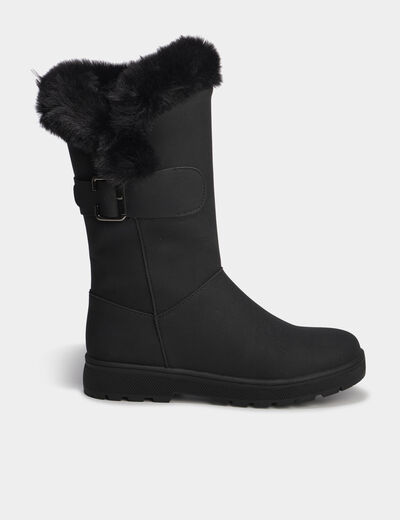 Bottes fourr&eacute;es avec boucles noir femme