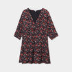 Robe évasée col cache-coeur manches 3/4 bordeaux femme grande taille