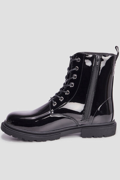 Bottines zippées à lacets noir femme