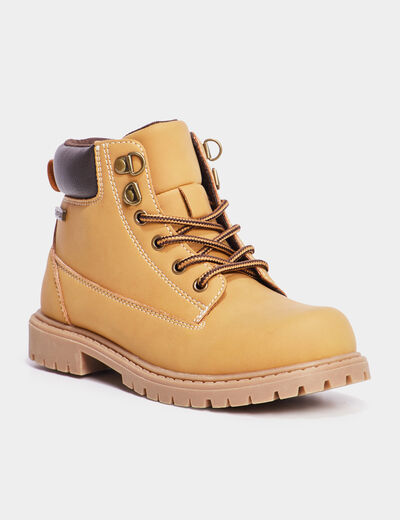 Boots crantées zippées Trappeur jaune garçon
