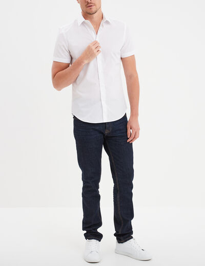 Chemise droite manches courtes blanc homme