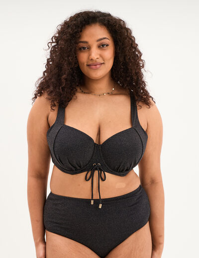 Haut de maillot de bain corbeille noir femme grande taille