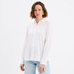 Chemise oversize lin m&eacute;lang&eacute; blanc femme