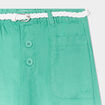 Pantalon large fluide ceinturé en lin vert menthe fille