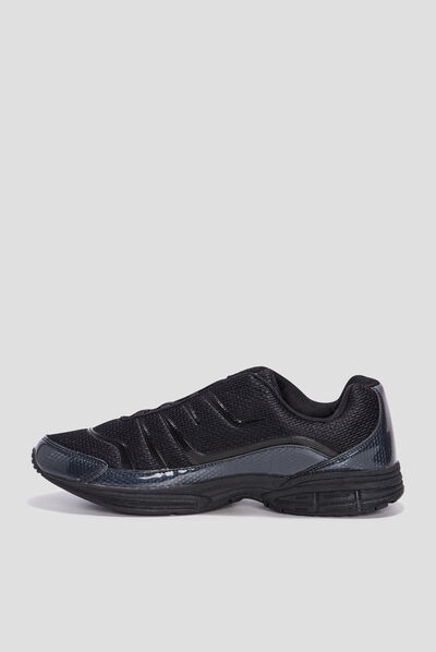 Baskets plates running élastiquées noir homme