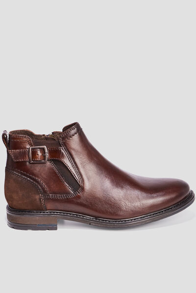 Bottines en cuir zippées Bram marron homme