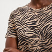 T-shirt coton col rond manches courtes beige moyen femme