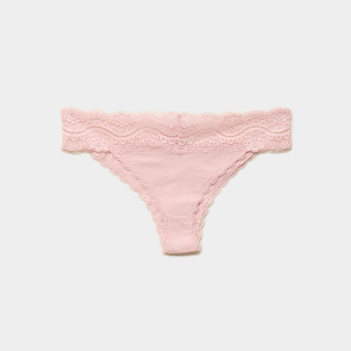 Lot 3 tangas coton majoritaire rose poudr&eacute;e femme