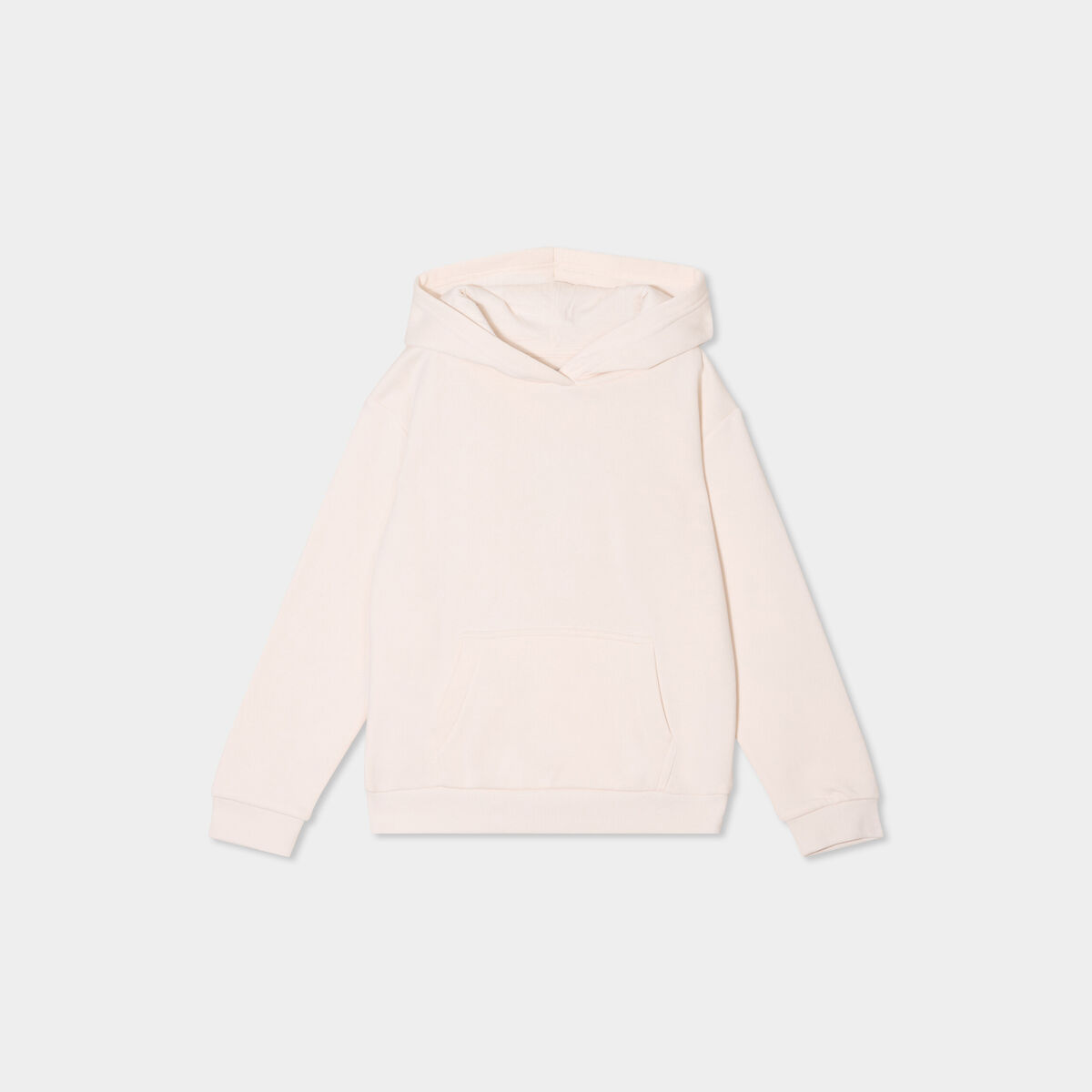 Sweat &agrave; capuche hoodie relax molleton ivoire fille