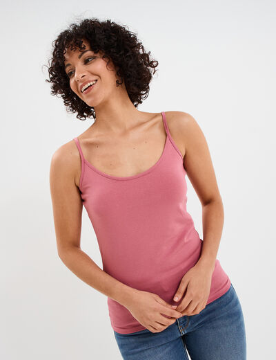Débardeur coton bretelles réglables vieux rose femme