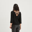 T-shirt à bijoux manches amples noir femme