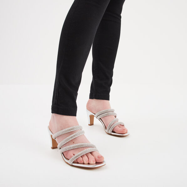 mules a talons brides a strass mosquitos gris argent femme Mules à talons brides à strass Mosquitos gris argent femme