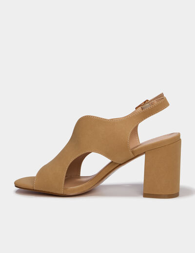 Sandales su&eacute;dine &agrave; talons 7 cm sable femme
