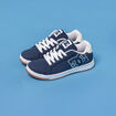 Tennis basses &agrave; lacets en cuir bleu marine gar&ccedil;on