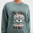 Sweat col rond coton majoritaire vert fonc&eacute; femme