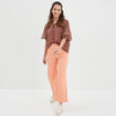 Blouse col tunisien avec cordons rose fushia femme