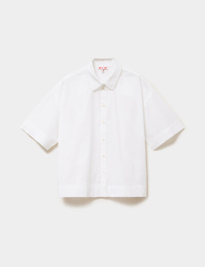 Chemise courte manches courtes coton blanc femme