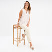 Blouse col tunisien gaze de coton ecru femme