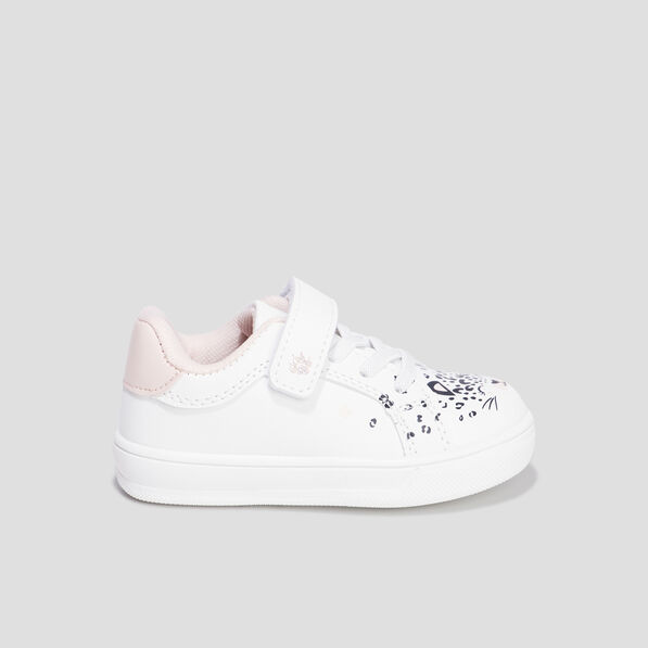 Tennis basses à scratchs blanc bébé fille