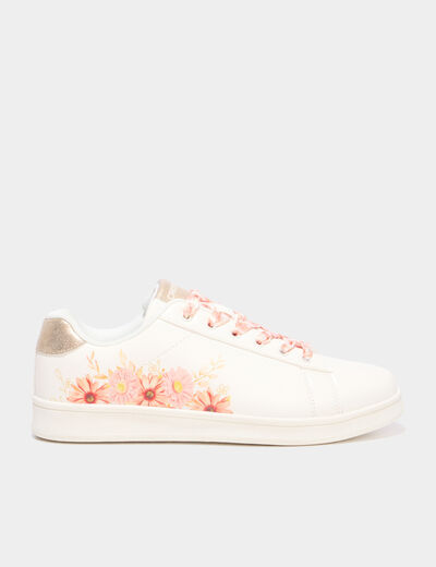 Tennis basses &agrave; lacets orange corail femme