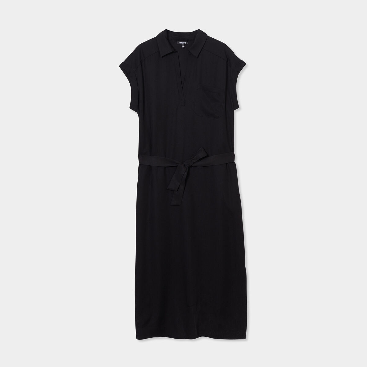 Robe midi col polo et ceinture Liberto noir femme