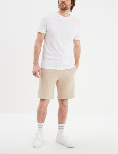 Short jogging molletonné droit beige homme