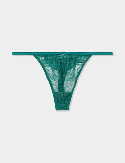 String en dentelle vert foncé femme