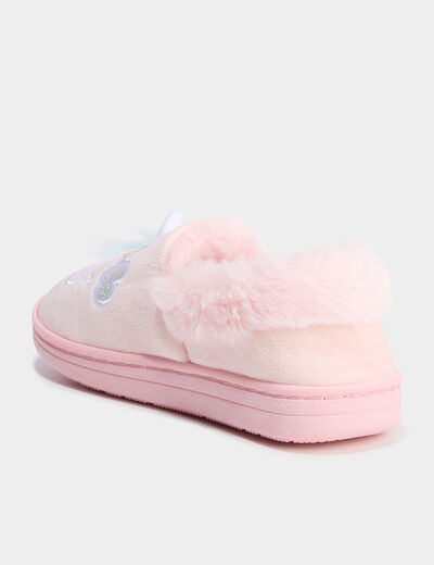 Chaussons fourrés brodés rose fille