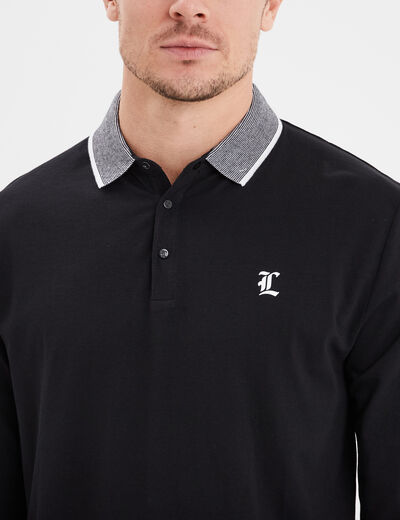 Polo manches longues coton Liberto noir homme