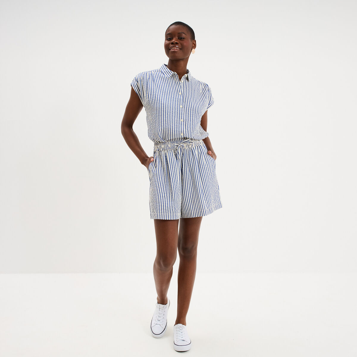 Chemise sans manches bleu femme
