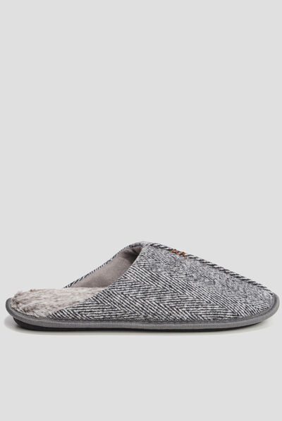 Chaussons mules gris homme
