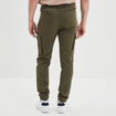 Pantalon cargo slim stretch vert kaki homme