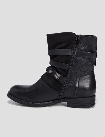 Bottines avec boucles et clous noir femme