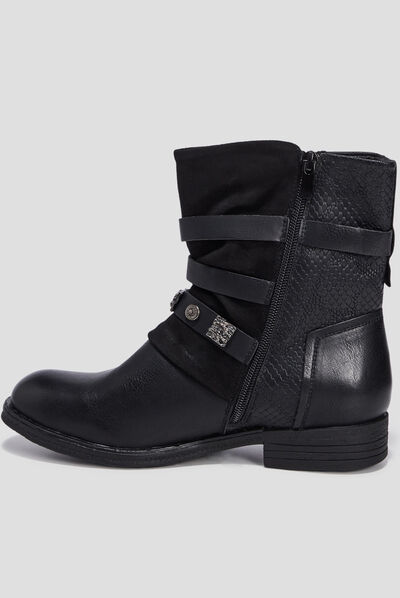 Bottines avec boucles et clous noir femme