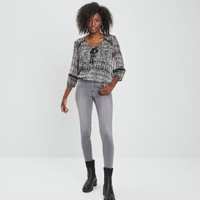 blouse manches 34 detail lacage noir femme Blouse manches 3/4 détail laçage noir femme