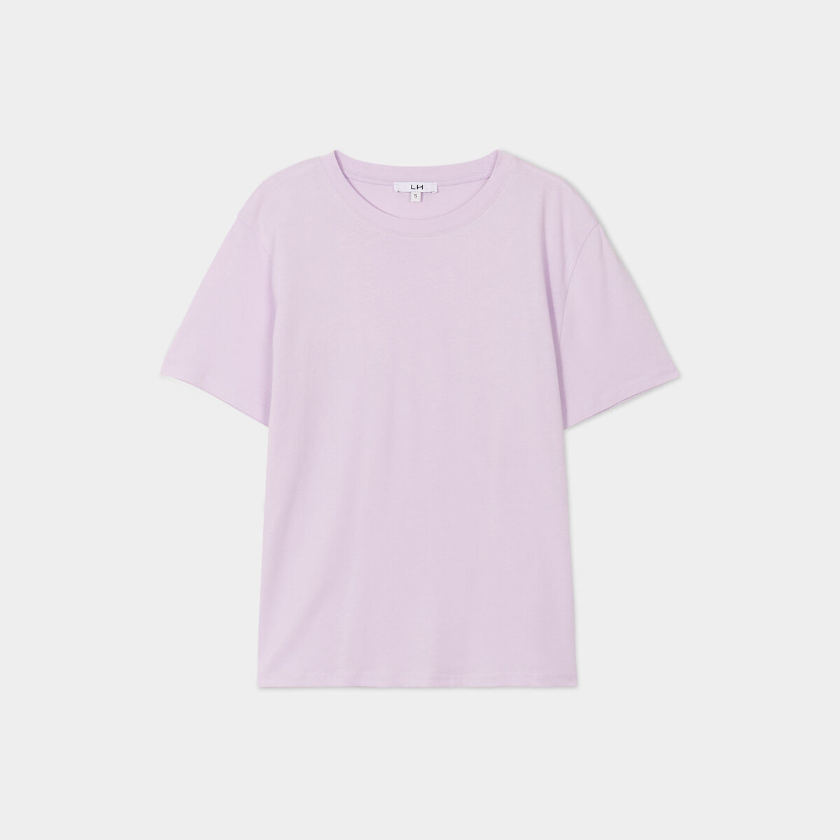 T-shirt col rond manches courtes coton violet clair femme