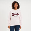 Sweat molleton col rond manches longues rose clair femme