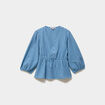 Blouse manches 3/4 bouffantes blanc femme