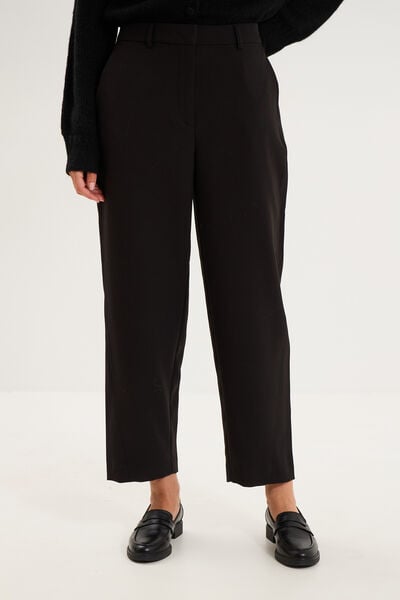 Pantalon barrel taille haute 7/8&egrave;me noir femme