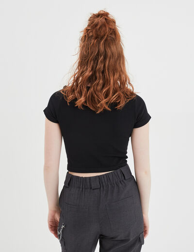 T-shirt manches courtes noir femme