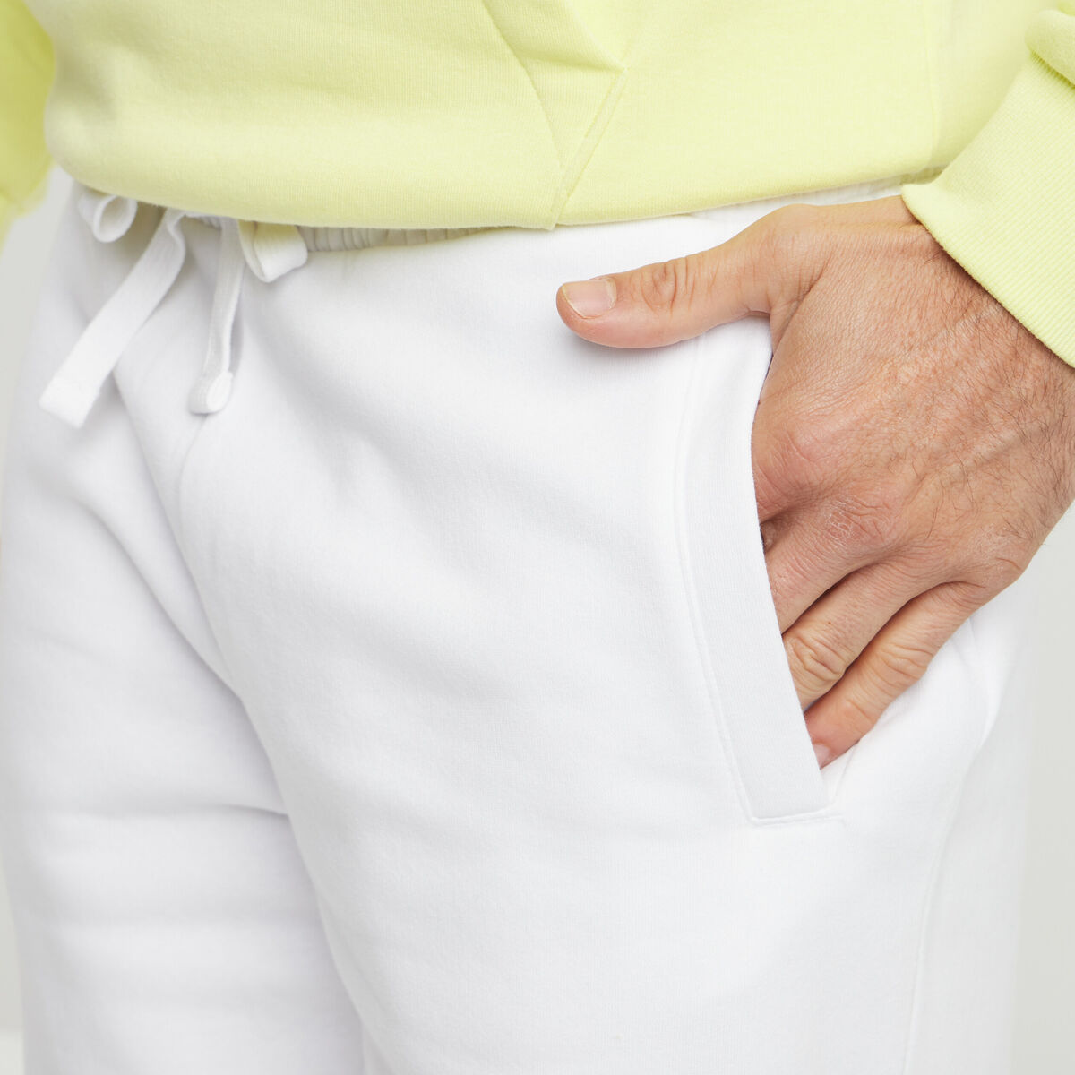 Short jogging molleton droit blanc homme